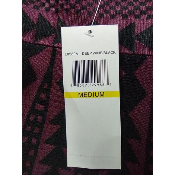 Nina Leonard Wine and Black Fit and Flare Sweater Knit Dress Size Medium NWT - Picture 8 of 15
